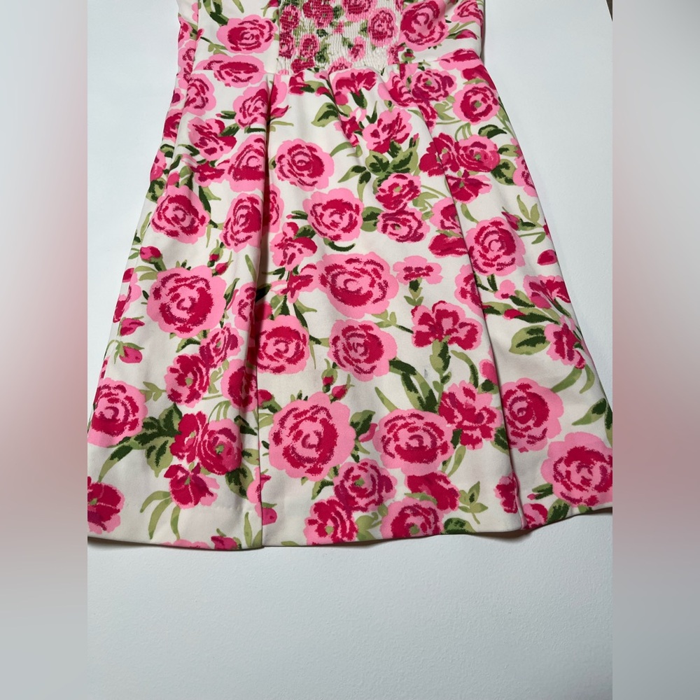 Zara Strapless Floral Pink and Green Dress Size Small - Picture 9 of 16